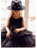 Black Satin Tulle Layered Flower Girl Dress